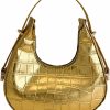 Hobo Handbags | GORGLITTER Gorglitter Women'S Crescent Hobo Bag Metallic Clutch Purse Crocodile Hobo Handbag Shoulder Purse Solid Gold One-Size