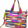 Hobo Handbags | Segater Segater Women'S Multicolor Tote Handbag Genuine Leather Color Matching Design Hobo Crossbody Shoulder Bag Purses