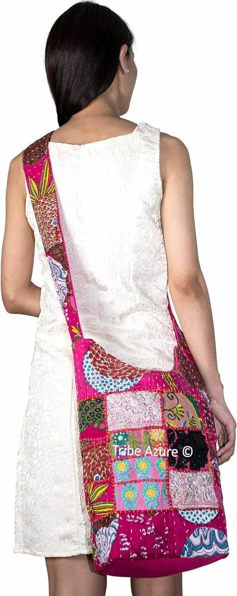 Hobo Handbags | Tribe Azure Fair Trade Tribe Azure Pink Large Floral Hobo Sling Shoulder Bag Cross Body Market Travel Fashion School Roomy