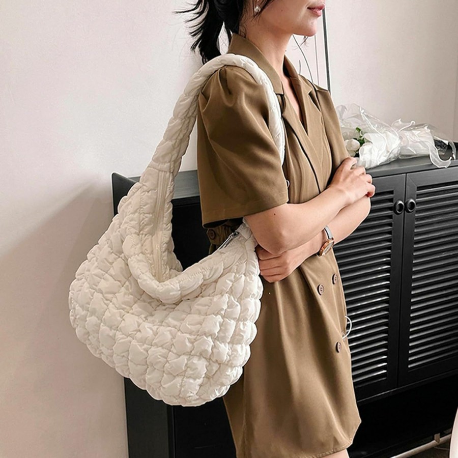 Hobo Handbags | Micmores Quilted Tote Bag For Women Padded Shoulder Bag Large Hobo Purse Lightweight Nylon Padding Handbag