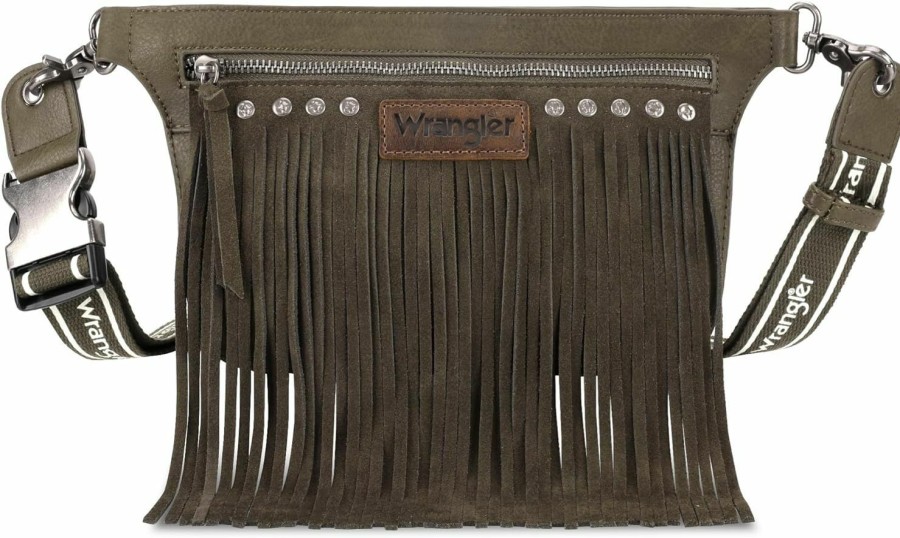 Hobo Handbags | Wrangler Wrangler Signature Pocket Fringe Purse Genuine Leather Crossbody Bag For Women