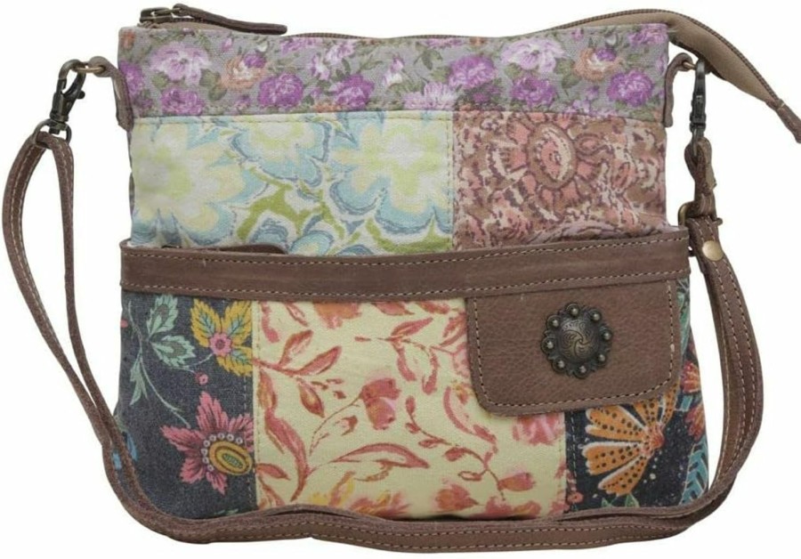 Hobo Handbags | Myra Bag Myra Bag Floral Canvas Bags - La Fleur Small Crossbody Canvas Bags With Zipper, Floral Patchwork Design Canvas Zipper Bag, Hobo Crossbody Bags For Women, Canvas Zipper Pouch With Adjustable Strap