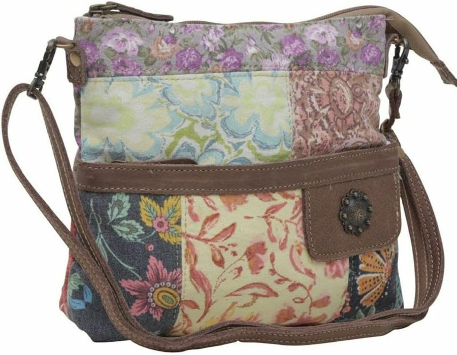 Hobo Handbags | Myra Bag Myra Bag Floral Canvas Bags - La Fleur Small Crossbody Canvas Bags With Zipper, Floral Patchwork Design Canvas Zipper Bag, Hobo Crossbody Bags For Women, Canvas Zipper Pouch With Adjustable Strap