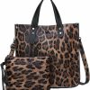 Hobo Handbags | Downupdown Downupdown Women Handbags And Purse Animal-Print Leather Shoulder Bag Satchel Handbag Ladies Tote Bag For Work 2Pcs Set