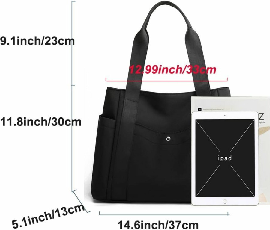 Hobo Handbags | JIANLINST Jianlinst Women Tote Shoulder Handbag Water Resistant Nylon Hobo Purse Multi Pocket Top Handle Shopper Shoulder Bag