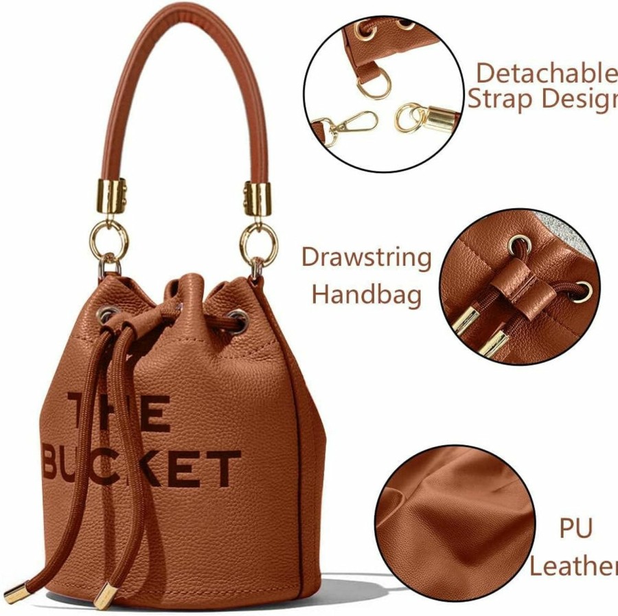 Hobo Handbags | INPAKSA The Bucket Bag For Women Pu Leather Drawstring Handbag Tote Hobo Handbag Crossbody Bag Soft Adjustable