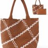 Hobo Handbags | IwIeIaIrI Iwieiairi Woven Handbag Tote Bag - Vegan Leather Purses For Women,Fashion Designer Large Capacity Handmade Woven Hobo Bag