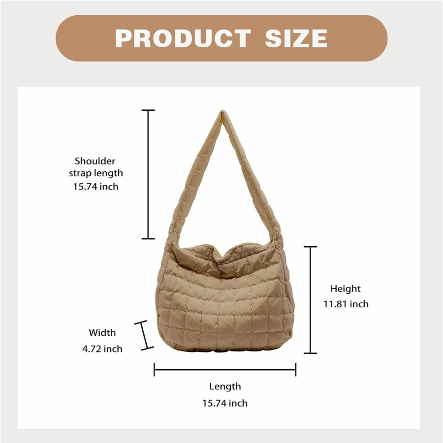 Hobo Handbags | OLins Olins Quilted Shoulder Bag Padded Tote Bag Large Capacity Hobo Purse Lightweight Nylon Padding Handbag For Women