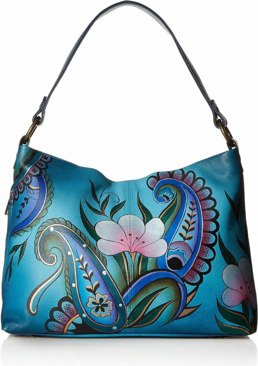 Hobo Handbags | Anna by Anuschka Anna By Anuschka Hand Painted Leather Women'S Large Shoulder Hobo, Denim Paisley Floral