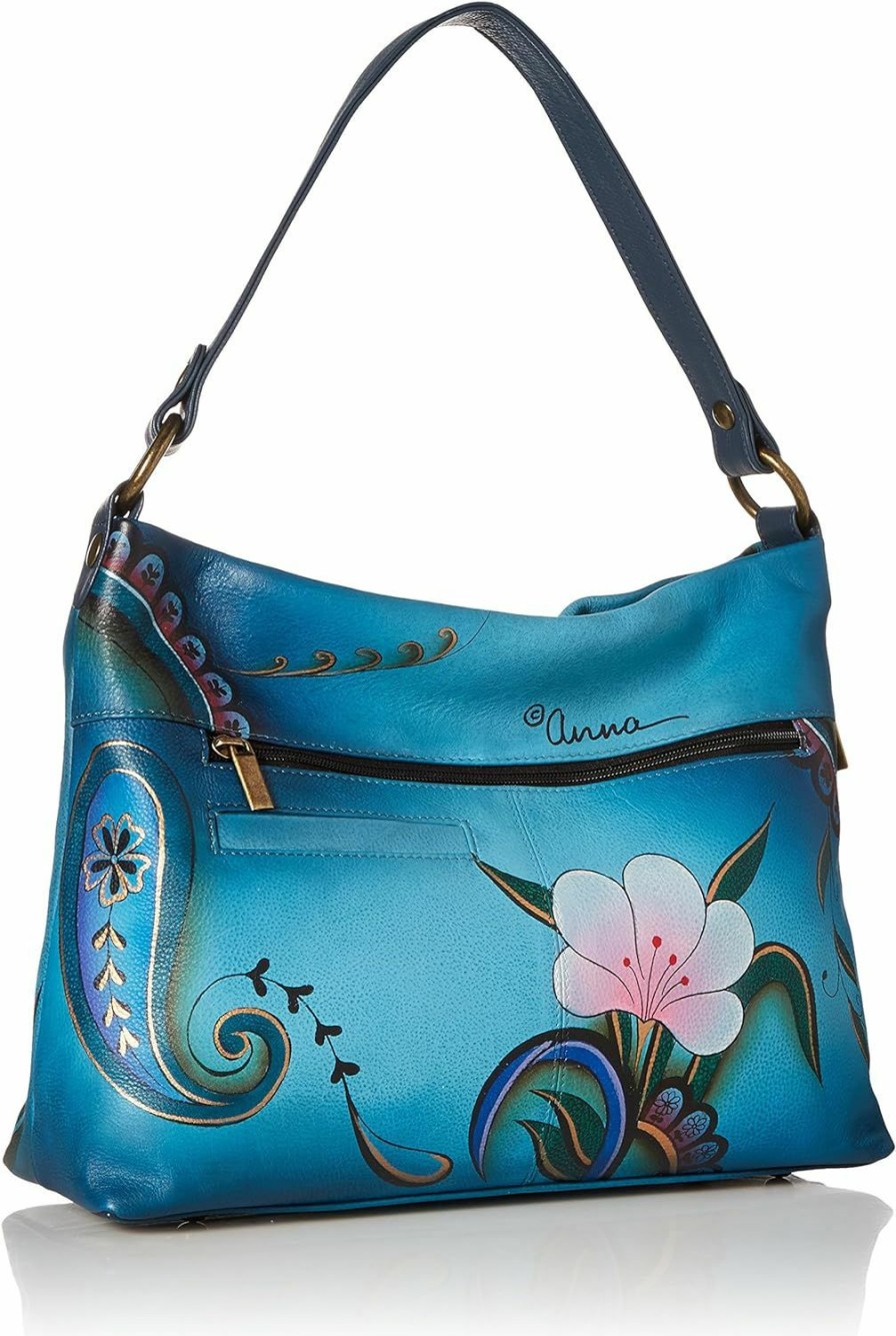 Hobo Handbags | Anna by Anuschka Anna By Anuschka Hand Painted Leather Women'S Large Shoulder Hobo, Denim Paisley Floral