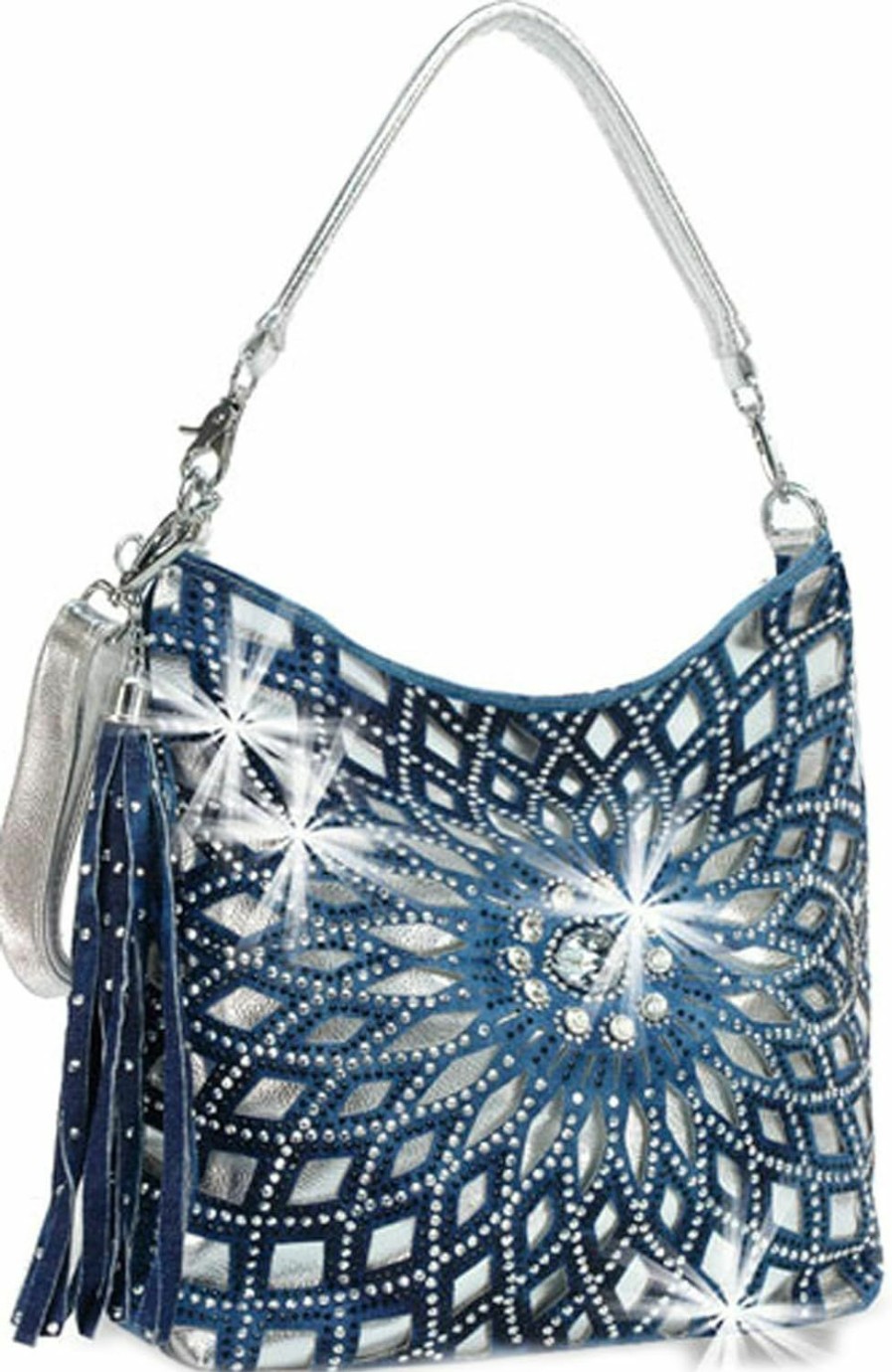 Hobo Handbags | Zzfab Zzfab Starburst Rhinestone Hobo Bag With Shoulder Strap