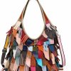 Hobo Handbags | Segater Women'S Multicolor Boston Bag Genuine Leather Colorful Large Tote Handbag Purse