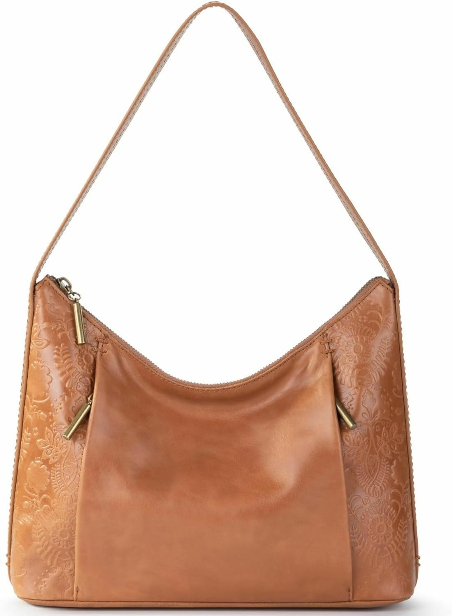 Hobo Handbags | The Sak The Sak Brook Hobo In Leather, Shoulder Purse With Single Strap, Tobacco Floral Emboss