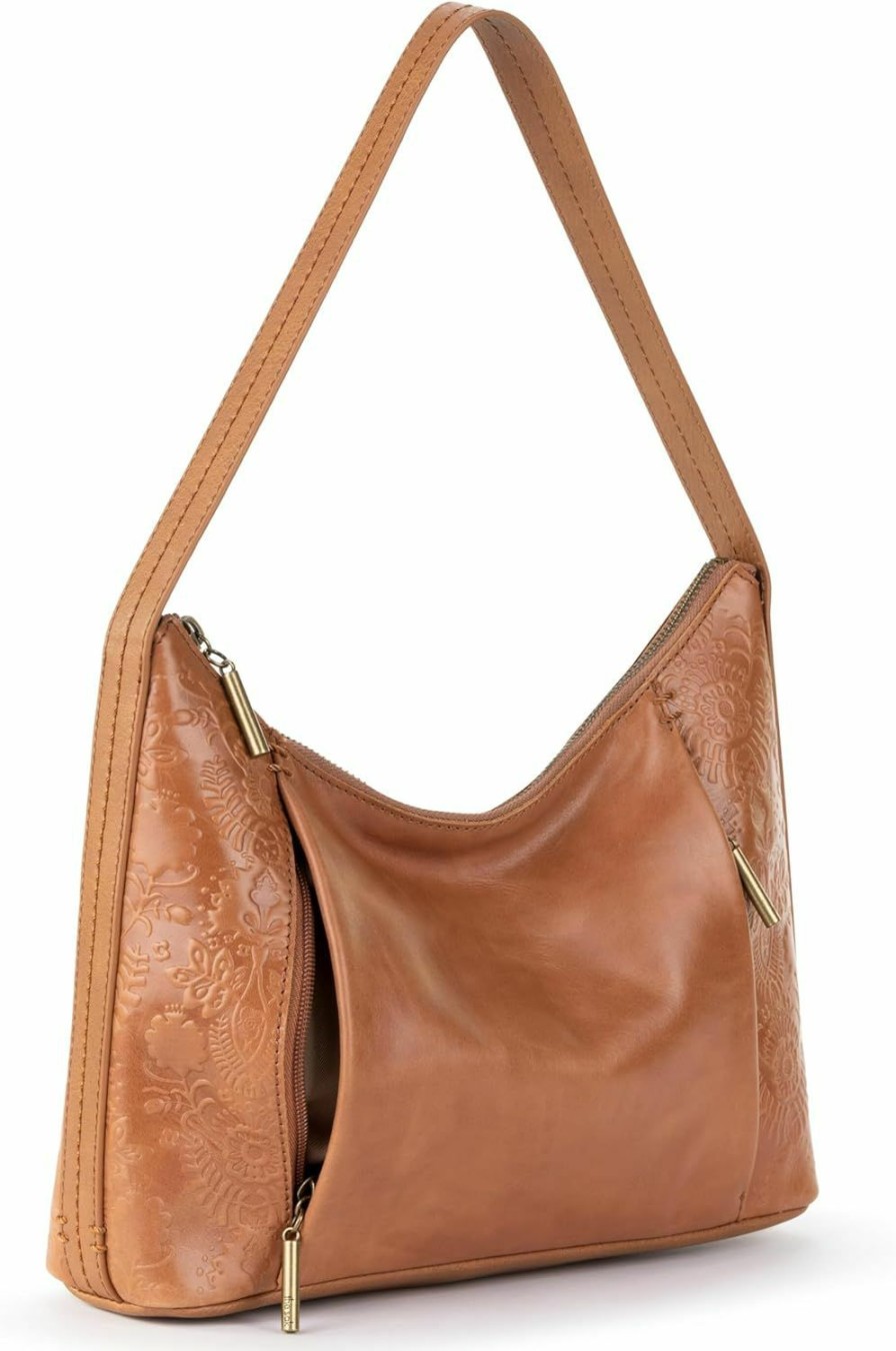 Hobo Handbags | The Sak The Sak Brook Hobo In Leather, Shoulder Purse With Single Strap, Tobacco Floral Emboss