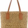 Hobo Handbags | Tellrain Straw Bag For Women Woven Beach Structured Tote Handmade Crochet Carteras De Mujer Summer Shoulder Bohemian Hobo Pom Travel