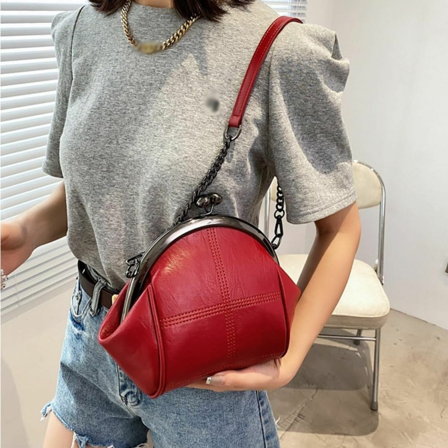 Hobo Handbags | Downupdown Downupdown Women Purses Handbags Kiss Lock Satchel Bag Chain Shoulder Bag Pu Leather Hobo Bags Crossbody Bag Clutch Wallet