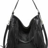 Hobo Handbags | Jen & Co. Jen & Co. Sav Distressed Hobo With Fringe Detail, Vegan Leather Crossbody Handbag Purse