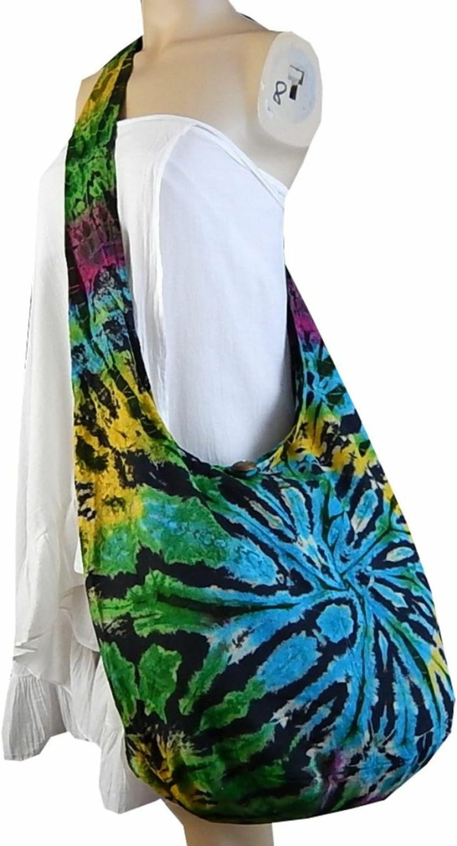 Hobo Handbags | BenThai Products Btp! Tie Dye Sling Crossbody Shoulder Bag Purse Hippie Hobo Cotton Bohemian Colorful Firework (Random Spiral Dark Tone)