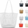 Hobo Handbags | VKIOIP Vkioip Women Mesh Tote Beach Bag, Casual Foldable Hobo Shoulder Bag For Picnic,Vacation,White