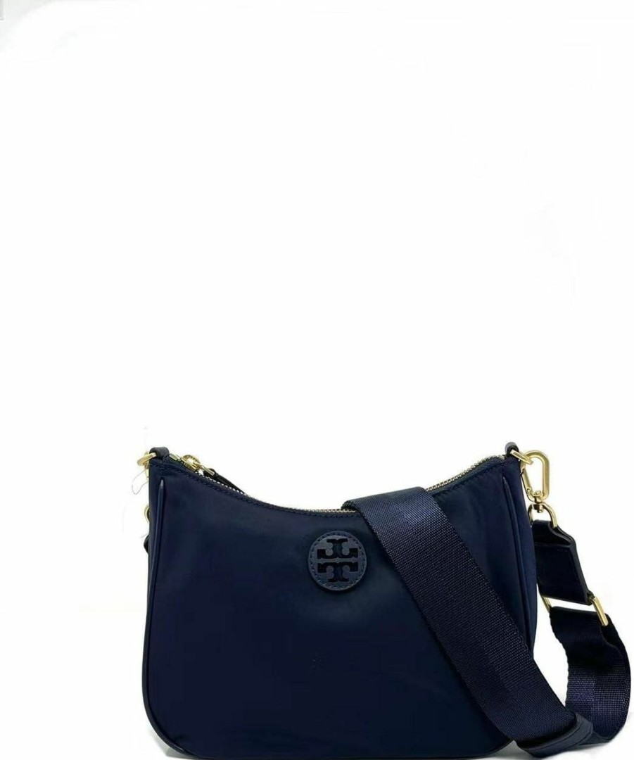 Hobo Handbags | Tory Burch Tory Burch Nylon Web Mini Hobo In Navy