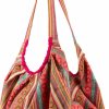 Hobo Handbags | Tribe Azure Fair Trade Tribe Azure Jacquard Cotton Shoulder Banana Style Fashion Travel Canvas Tote Bag Hobo Style Casual Market Purse Handbag (Pink)