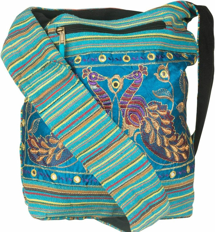 Hobo Handbags | Tribe Azure Fair Trade Hobo Shoulder Bag Messenger Casual Everyday Large Hippie Market Thick Functional