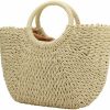 Hobo Handbags | EROUGE Erouge Natural Chic Straw Bag Hand Woven Round Handle Handbags Retro Summer Beach Bag Beach Bag