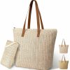 Hobo Handbags | BINSUNS Straw Tote Bag, Large Woven Beach Bag - Summer Beach Hobo Handbag Leather Handle For Women Travel Vacation Shopping