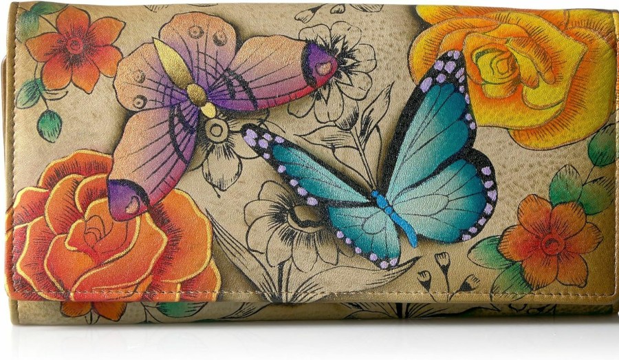 Hobo Handbags | Anna by Anuschka Anna By Anuschka Womens Leather 1860 Wallet, Trifold, Floral Paradise Tan, 4 X 7.5 Us