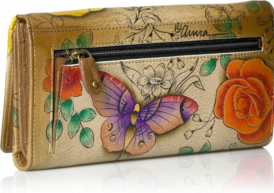 Hobo Handbags | Anna by Anuschka Anna By Anuschka Womens Leather 1860 Wallet, Trifold, Floral Paradise Tan, 4 X 7.5 Us