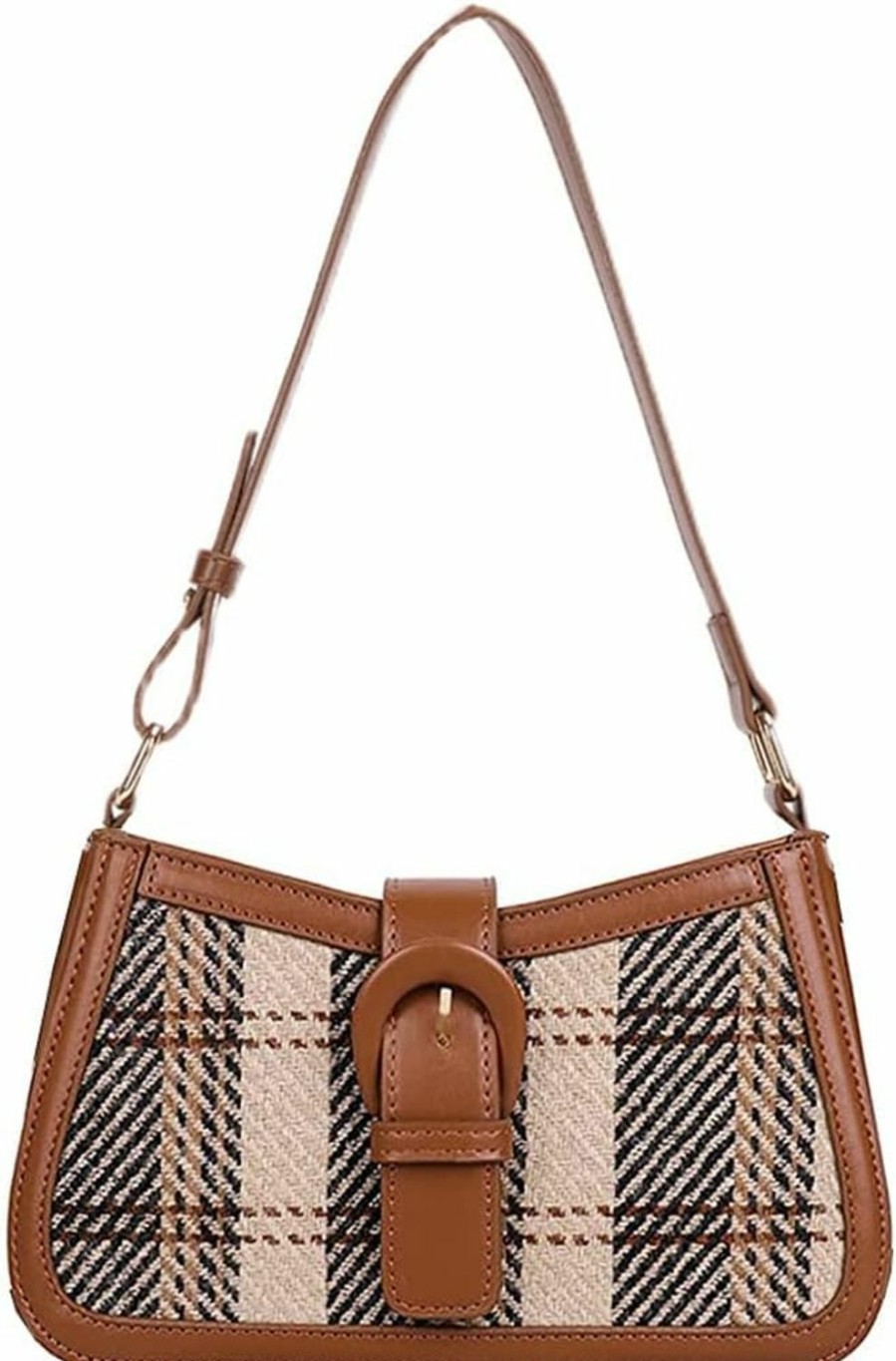 Hobo Handbags | RTGGSEL Rtggsel Women'S Contrast Color Plaid Striped Saddle Crossbody Shoulder Underarm Satchel Handbag Tote Clutch Purse Hobo Bag