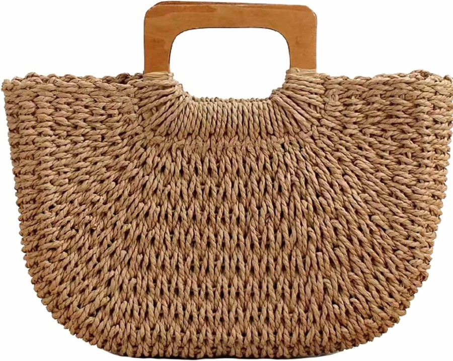 Hobo Handbags | Rouhuhura Straw Beach Bag,Ladies Handmade Large Straw Tote Bag For Women Straw Handbag Hobo Summer Beach Bag Woven Rattan Bag