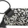 Hobo Handbags | HOBO Hobo Sable Wristlet Pouch For Women - Tumbled Leather Construction With Circular Wrist Strap, Handy And Compact Pouch Black/White Woven Leopard One Size One Size