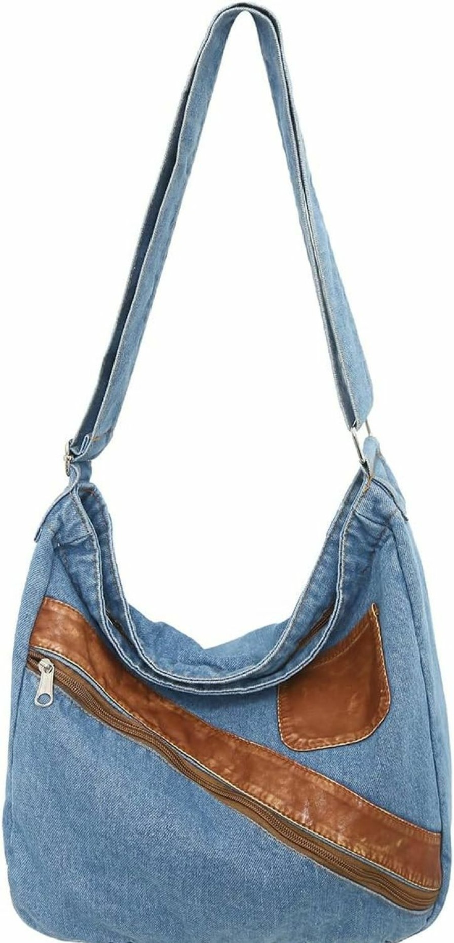 Hobo Handbags | GOQUFOY Goqufoy Denim Purse For Women Men Tote Bag With Zipper Crossbody Blue Jean Purses Canvas Shoulder Bag Hobo Handbag