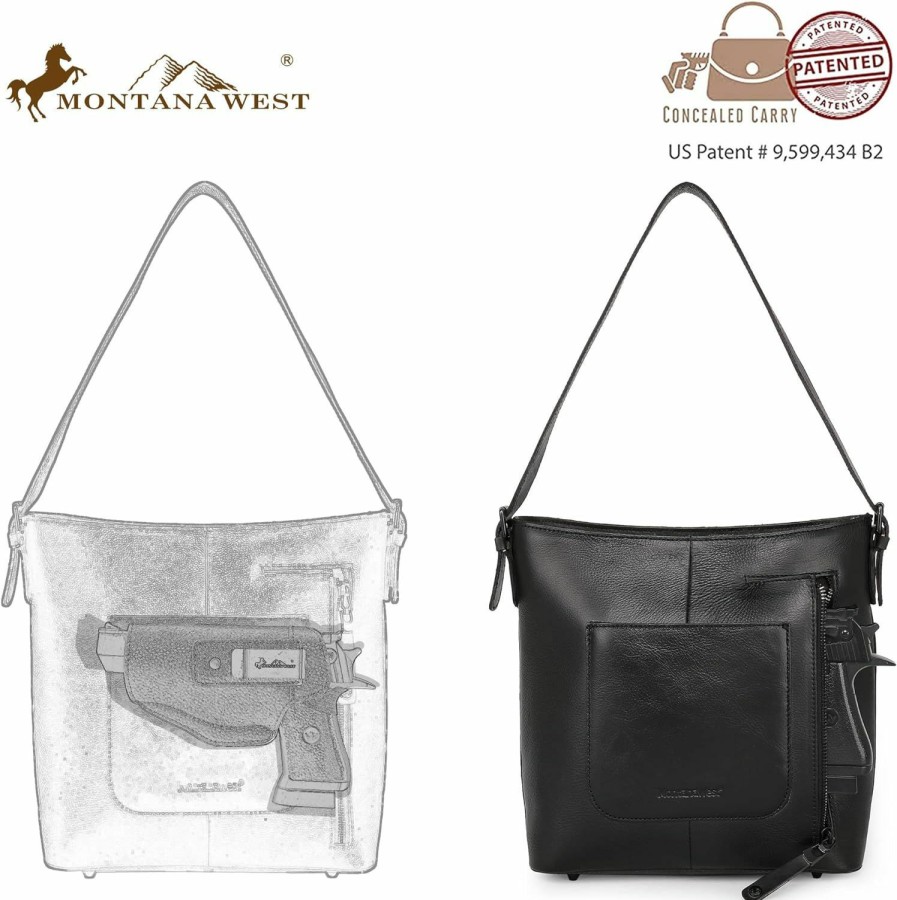 Hobo Handbags | Montana West Montana West Genuine Leather Purses For Women Hobo Bags With Tooling Handle & Tassels