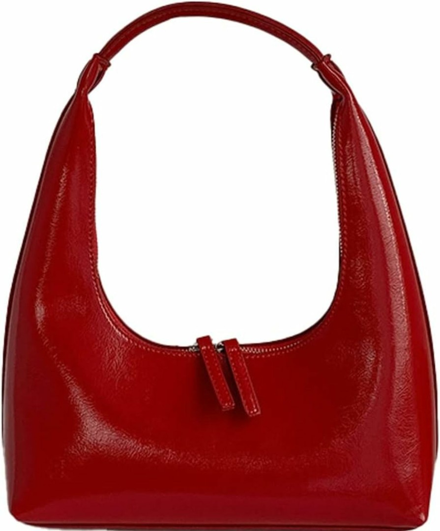 Hobo Handbags | Caistre Patent Leather Tote Bag Women'S Hobo Bag Fashion Shoulder Bag Shiny Leather Handbag Small Croissant Bags For Women