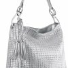 Hobo Handbags | HANDBAG EXPRESS Rhinestone Accent Studded Vegan Leather Pleated Hobo Tote Handbag Shoulder Bag