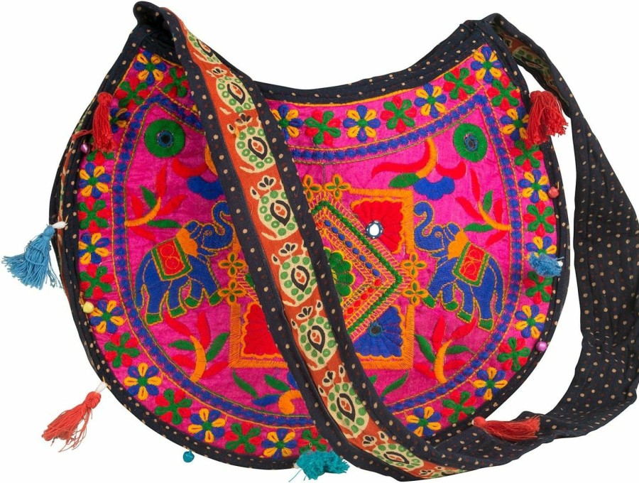 Hobo Handbags | Tribe Azure Fair Trade Floral Colorful Shoulder Bag Crossbody Hobo Satchel Hippie Boho Fashion Women Functional Stylish Everyday