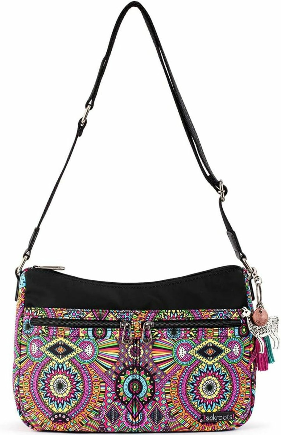 Hobo Handbags | Sakroots Sakroots Womens New Adventure & Bag, Stylish Roomy Purse, Made From Recycled Materials Hobo Shoulder And Crossbody Bag, Rainbow Wanderlust Block, One Size Us