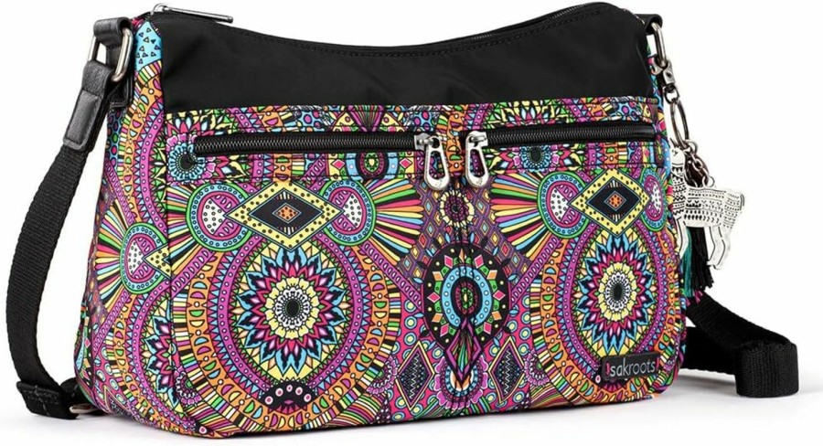 Hobo Handbags | Sakroots Sakroots Womens New Adventure & Bag, Stylish Roomy Purse, Made From Recycled Materials Hobo Shoulder And Crossbody Bag, Rainbow Wanderlust Block, One Size Us