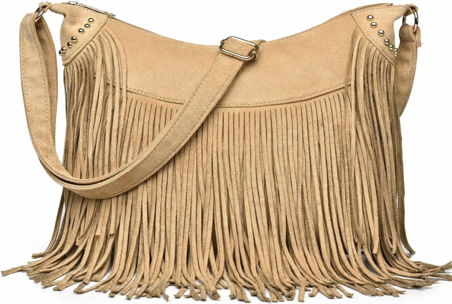 Hobo Handbags | Dora & Liz Women Fashion Fringe Crossbody Bags Vegan Suede Hippie Tassel Hobo Shoulder Purse Bohemian Handbags