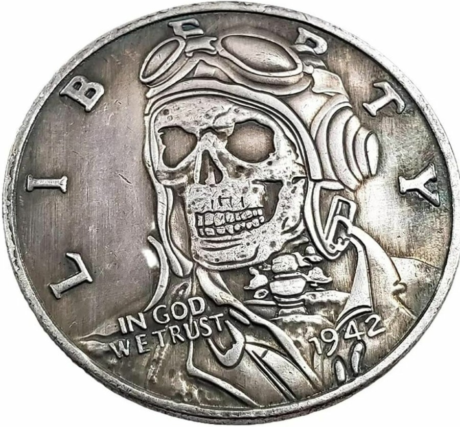 Hobo Handbags | YIQILAFADA 1942 Usa Peace Goddess Liberty Punk Skull Retro Hobo Art Coin Souvenir Replica For Collection Party Gifts