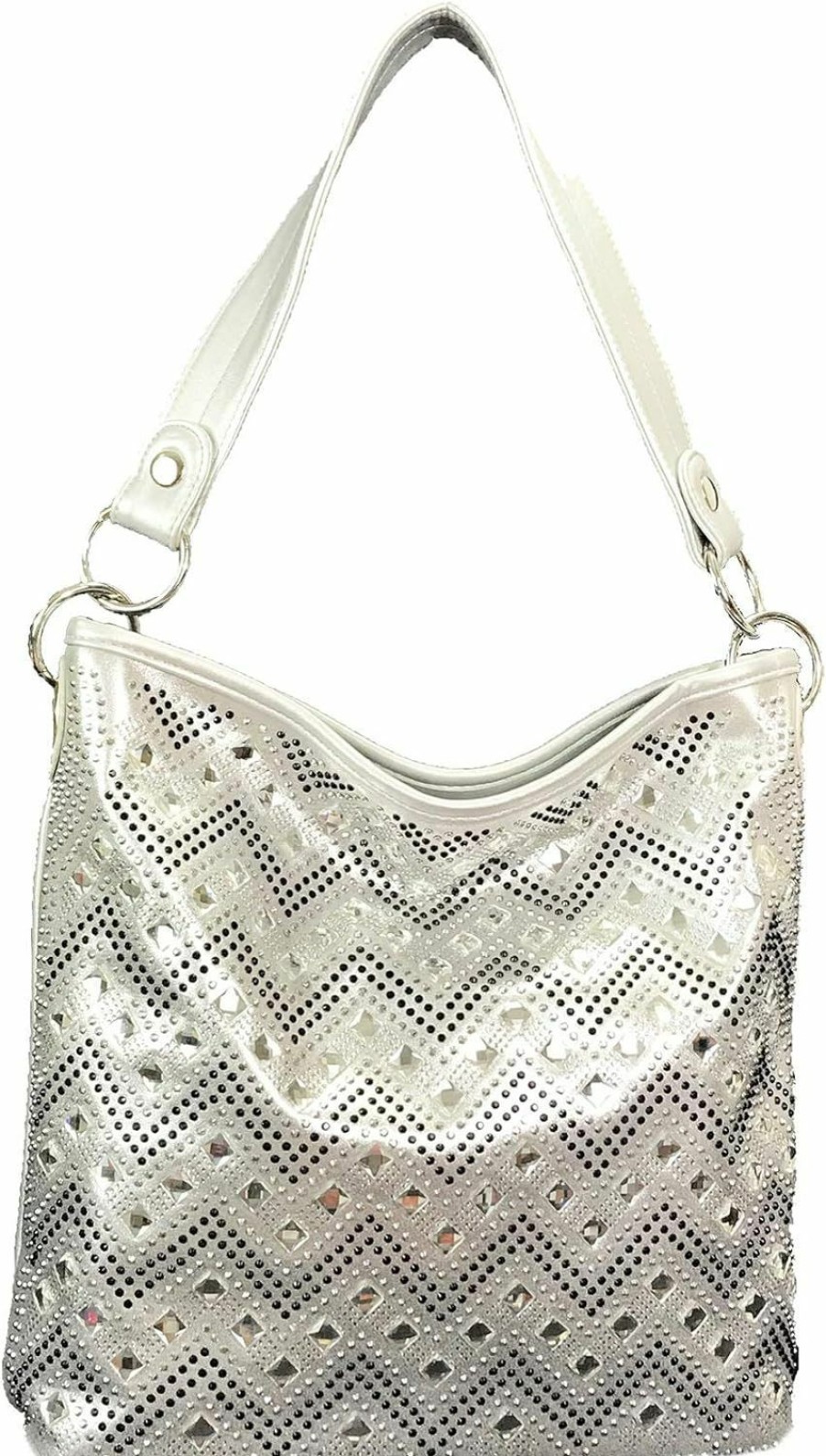 Hobo Handbags | Zzfab Zzfab Sparkle Gem Chevron Rhinestone Hobo Bag With Extra Shoulder Strap