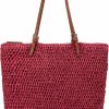 Hobo Handbags | Kiss Sea Purses For Women Shoulder Straw Beach Bag Travel The Tote Bag For Women Large Beach Summer Bag Straw Raffia Bags For Women