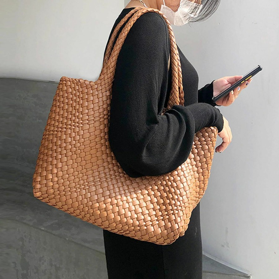 Hobo Handbags | OUYGZOU Ouygzou Woven Bag For Women, Tote Bag For Work, Large Beach Travel Handbag And Purse, Retro Shoulder Bag, Shopping Bag