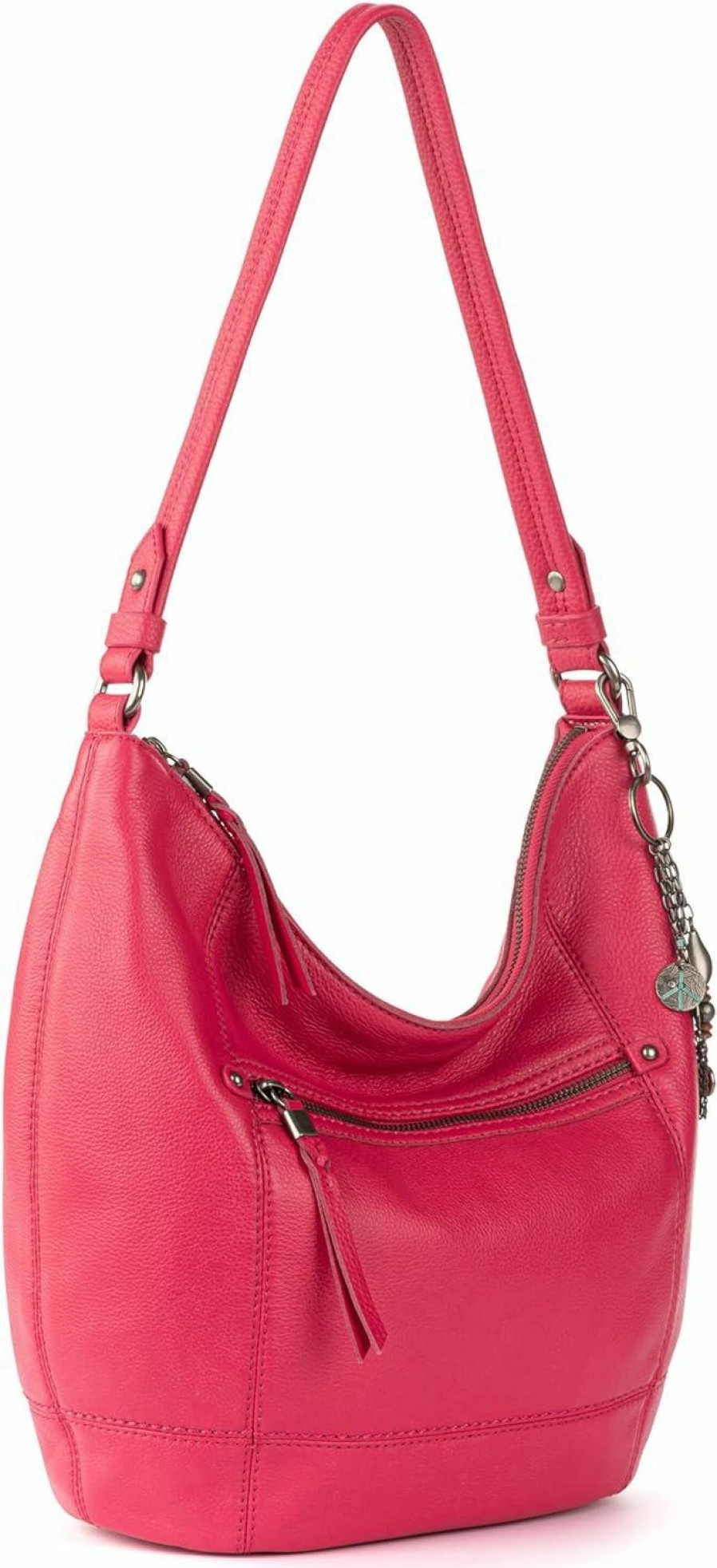 Hobo Handbags | The Sak The Sak Sequoia Large Hobo Bag - Premium Leather Women'S Handbag For Everyday & Travel - Designer Purse With Shoulder Bag Strap, Zipper Closure And Pockets - Magenta