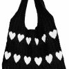 Hobo Handbags | ZEBRAMOL Women'S Crochet Tote Bags Heart Knit Tote Bag Cute Y2K Aesthetic Knitted Shoulder Bag Heart Bag Hobo Bag Beach Bag