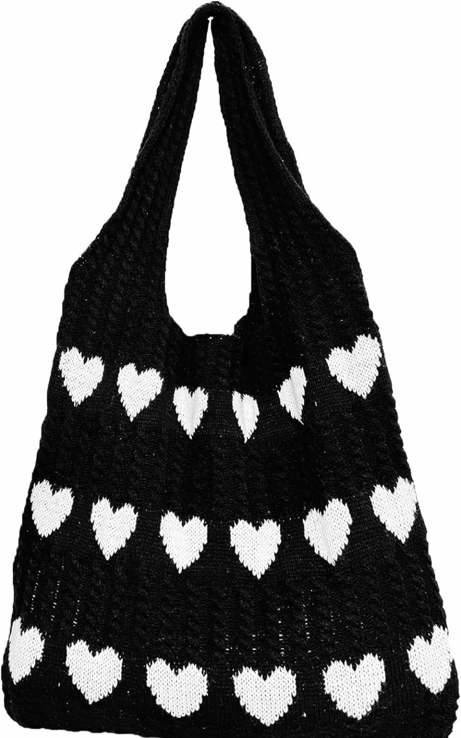 Hobo Handbags | ZEBRAMOL Women'S Crochet Tote Bags Heart Knit Tote Bag Cute Y2K Aesthetic Knitted Shoulder Bag Heart Bag Hobo Bag Beach Bag