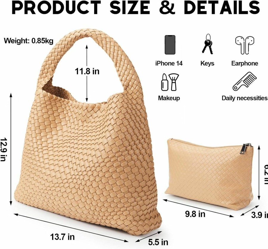 Hobo Handbags | Baonat Woven Bag Vegan Leather Hobo Handbags For Women, Top-Handle Shoulder Tote Braided Bag Underarm Purse