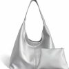 Hobo Handbags | BLORLKZ Leather Hobo Bag Work Tote Bag For Women Handbags Purses For Ladies Tote Bags Silver Hobo Bags Handbags Shoulder Bag Top Handle Leather Handbag Bags Purse Set